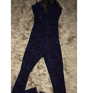 Black and blue glitter Bodysuit
